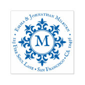 Rustieke middeleeuwse cirkel monogram - retouradre  zelfinktende stempel (Design)