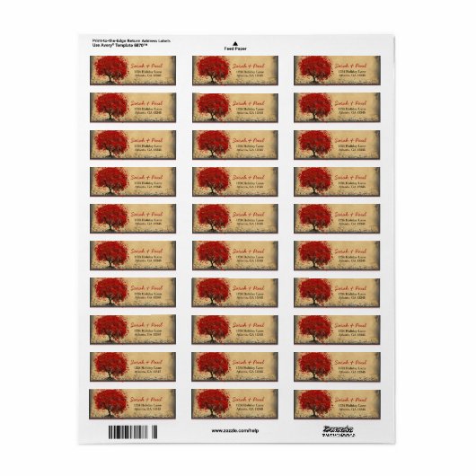 Rustieke middeleeuwse Renaissance Rode Hart Bladbo Etiket (Full Sheet)