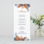 Rustieke Midnight Blue Monstera Menu Kaart (Staand voorkant)