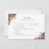Rustieke Midnight Blue Monstera RSVP kaart (Voorkant)