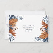 Rustieke Midnight Blue Monstera RSVP kaart (Achterkant)