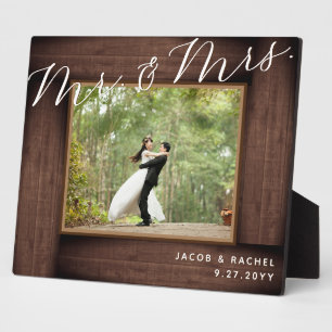 Rustieke Mijnheer & Mevrouw Elegante Script Trouwf Fotoplaat