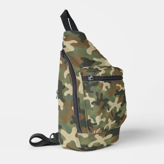 Rustieke Militair Camouflagepatroon Sling Bag (Linkerhoek)