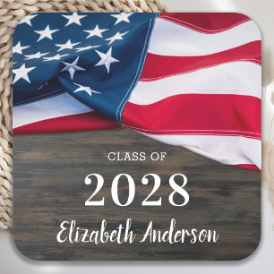 Rustieke militaire afstuderen Amerikaanse vlag pat Vierkante Sticker