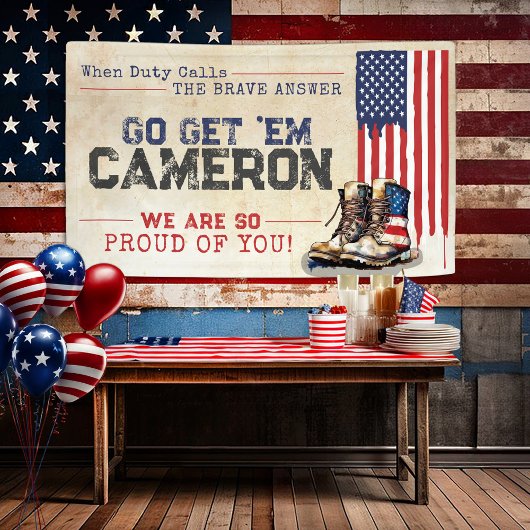 Rustieke Militaire Amerikaanse vlag gaan weg Afsch Spandoek