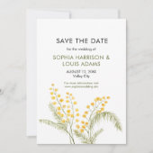Rustieke mimosa bloemen bruiloft save the date (Voorkant)