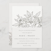 Rustieke Minimaal Elegante Bruine Bloemrijke Schet Kaart (Voorkant / Achterkant)