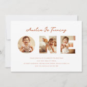 Rustieke Minimal Script Fotocollage Eerste Verjaar Kaart (Voorkant)