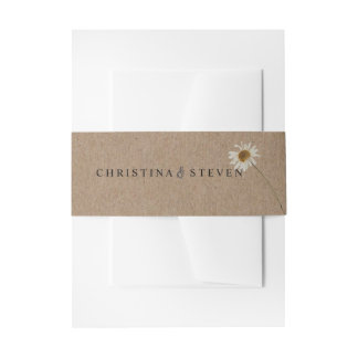 Rustieke minimale bloemenbruiloft uitnodigingen wikkel