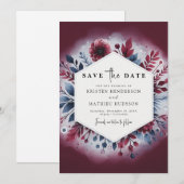 Rustieke minimale Bourgondische bruiloft Save The Date (Voorkant / Achterkant)