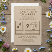 Rustieke Minimale Kaart Achtertuin Trouwen