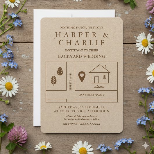 Rustieke Minimale Kaart Achtertuin Trouwen