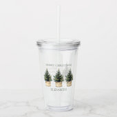 Rustieke minimale kerstbomen acryl drinkbeker (Voorkant)