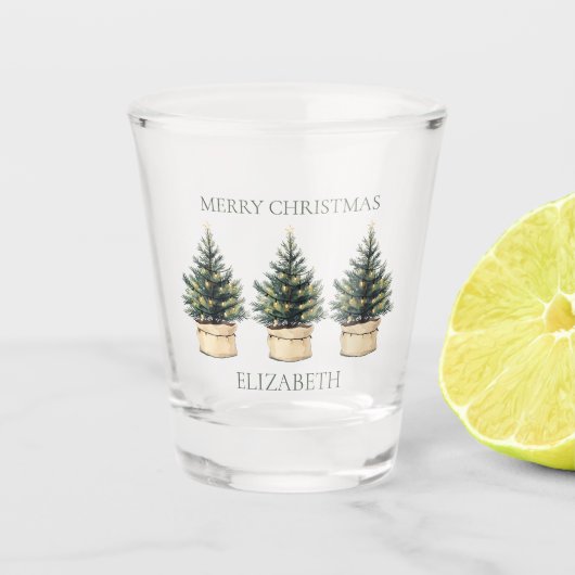 Rustieke minimale kerstbomen shot glas (Voorkant)