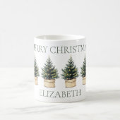 Rustieke minimale kerstbomen vakantie koffiemok (Center)