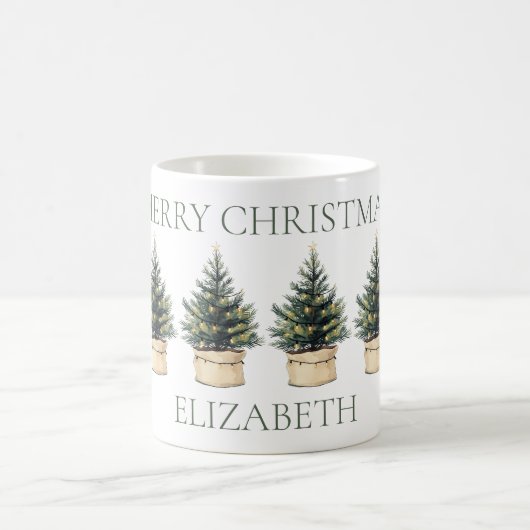 Rustieke minimale kerstbomen vakantie koffiemok (Center)