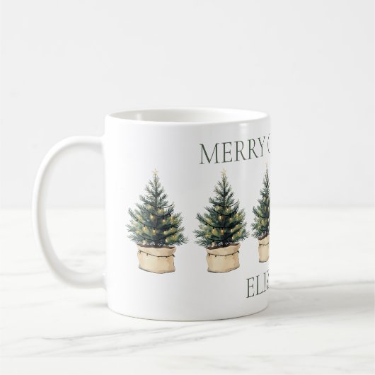 Rustieke minimale kerstbomen vakantie koffiemok (Links)