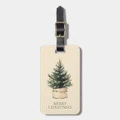 Rustieke minimale kerstboom bagagelabel (Voorkant verticaal)