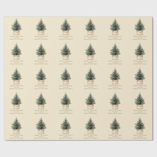 Rustieke minimale kerstboom cadeaupapier (Vlak)