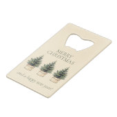Rustieke minimale kerstboom creditkaart flessenopener (Achterkant Gekanteld)