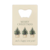 Rustieke minimale kerstboom creditkaart flessenopener (Achterkant)