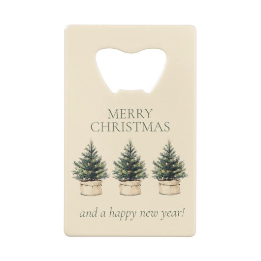 Rustieke minimale kerstboom creditkaart flessenopener (Achterkant)