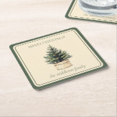 Rustieke minimale kerstboom kartonnen onderzetters (Schuin)