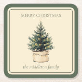 Rustieke minimale kerstboom kartonnen onderzetters (Voorkant)