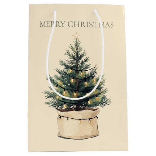 Rustieke minimale kerstboom medium cadeauzakje (Voorkant)