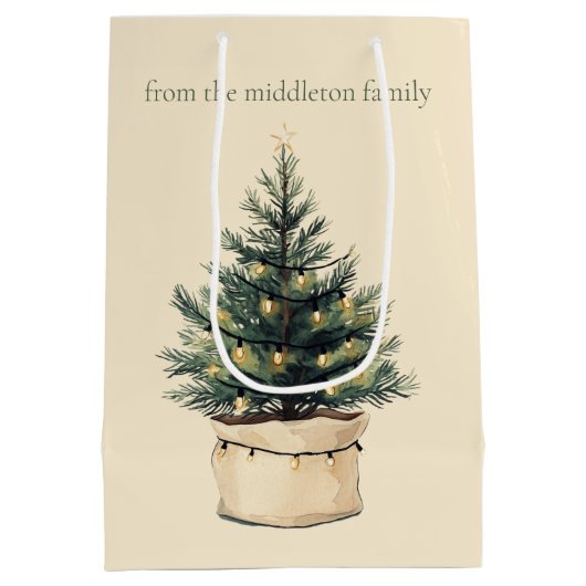Rustieke minimale kerstboom medium cadeauzakje (Achterkant)