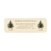 Rustieke minimale kerstboom vakantie etiket (Voorkant)