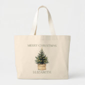 Rustieke minimale kerstboom vakantie grote tote bag (Voorkant)