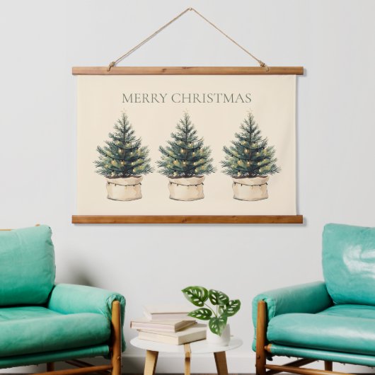 Rustieke minimale kerstboom vakantie hangend wandkleed (Woonkamer)