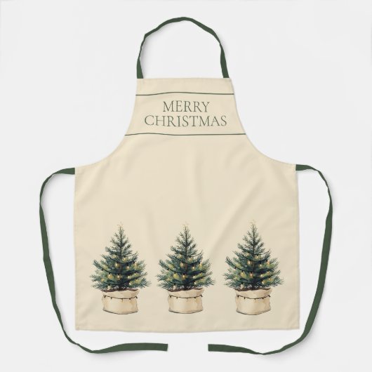 Rustieke minimale kerstboom vakantie schort (Voorkant)