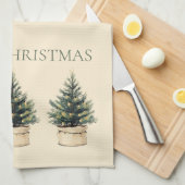 Rustieke minimale kerstboom vakantie theedoek (Quarter Fold)