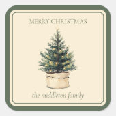 Rustieke minimale kerstboom vierkante sticker (Voorkant)