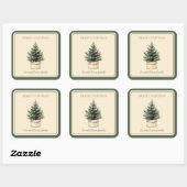 Rustieke minimale kerstboom vierkante sticker (Vel)