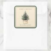 Rustieke minimale kerstboom vierkante sticker (Tas)