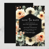 Rustieke minimale perzik bruiloft save the date (Voorkant / Achterkant)