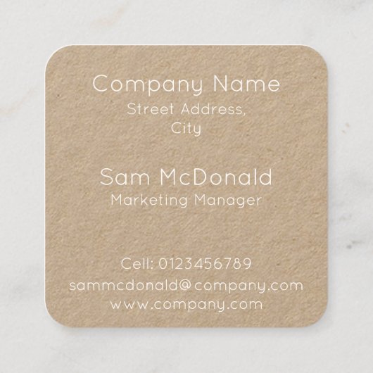 RUSTIEKE MINIMALE SJABLOON DESIGN BUSINESS LOGO WH VIERKANTE VISITEKAARTJE (Achterkant)