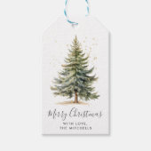 Rustieke Minimale Waterverf Kerstboom Cadeaulabel (Voorkant)
