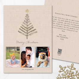 Rustieke minimalistische aangepaste fotocollage Ke Feestdagenkaart