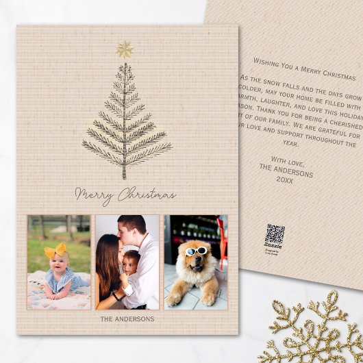 Rustieke minimalistische aangepaste fotocollage Ke Feestdagenkaart