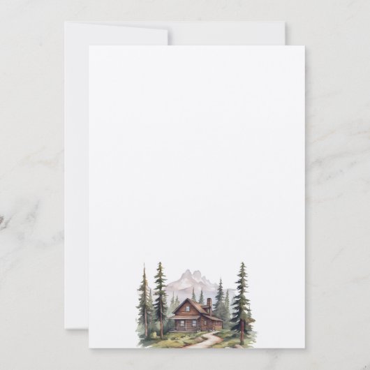 Rustieke minimalistische berghut Save the Date Kaart (Achterkant)