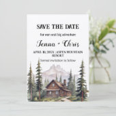 Rustieke minimalistische berghut Save the Date Kaart (Staand voorkant)