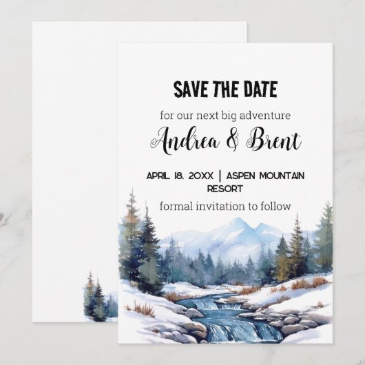 Rustieke minimalistische bergmeersneeuw Save the D Kaart (Voorkant / Achterkant)