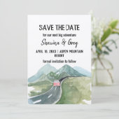 Rustieke minimalistische bergweg kan de datum redd kaart (Staand voorkant)