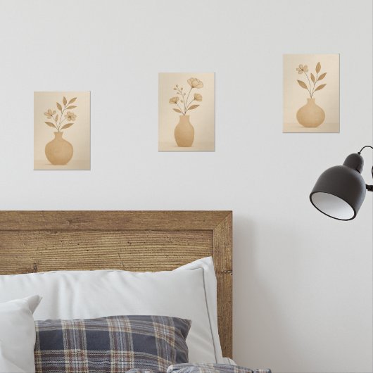 Rustieke minimalistische bloemenvaas botanisch neu muurkunst sets (Slaapkamer)