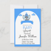 Rustieke minimalistische Blue Elephant Baby shower Kaart (Voorkant)