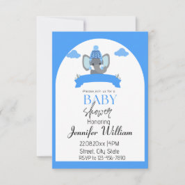 Rustieke minimalistische Blue Elephant Baby shower Kaart